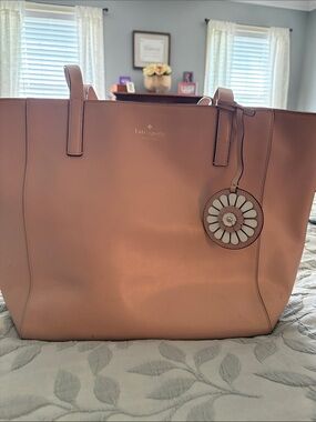 kate spade Pink Leather Tote with Floral Charm